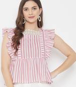 Pink printed cotton cotton-tops