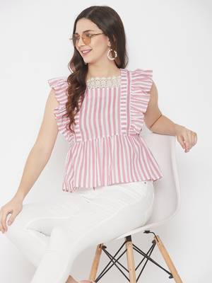 Pink printed cotton cotton-tops 2