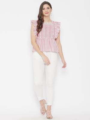Pink printed cotton cotton-tops 3