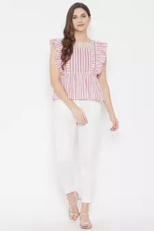 Pink printed cotton cotton-tops
