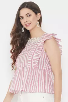 Pink printed cotton cotton-tops