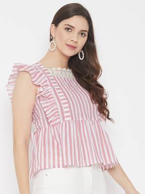 Pink printed cotton cotton-tops 5