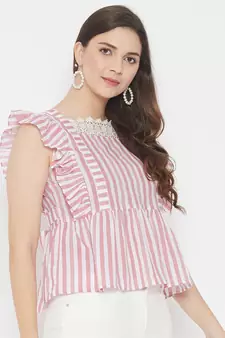 Pink printed cotton cotton-tops