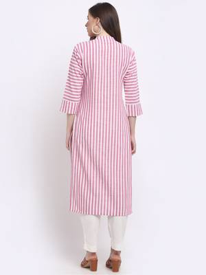 Pink printed cotton kurtas-and-kurtis 2