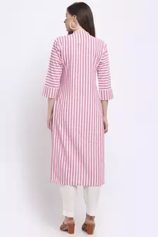 Pink printed cotton kurtas-and-kurtis