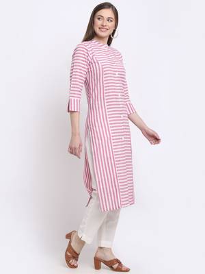 Pink printed cotton kurtas-and-kurtis 3
