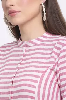 Pink printed cotton kurtas-and-kurtis