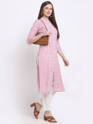 Pink printed cotton kurtas-and-kurtis 5