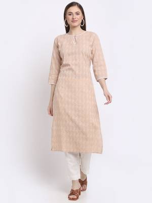 Peach printed cotton kurtas-and-kurtis 1