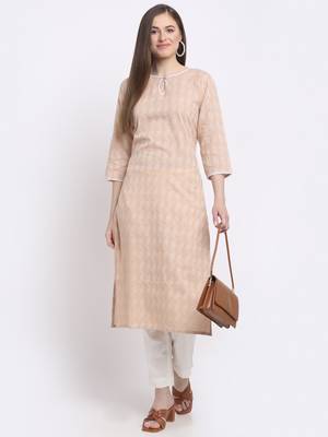 Peach printed cotton kurtas-and-kurtis 5