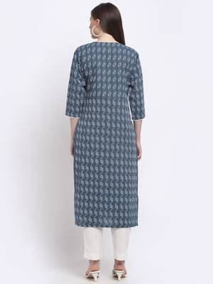 Blue printed cotton kurtas-and-kurtis 2