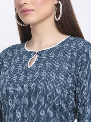 Blue printed cotton kurtas-and-kurtis 4