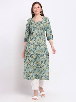 Green printed cotton kurtas-and-kurtis 1
