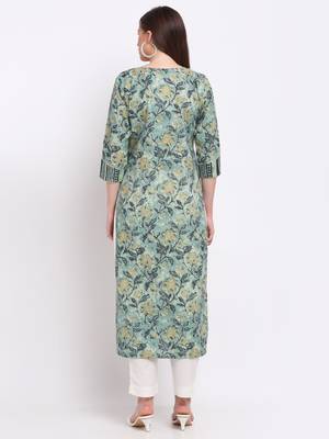 Green printed cotton kurtas-and-kurtis 2