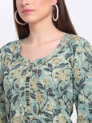 Green printed cotton kurtas-and-kurtis 4