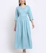 Sky-blue printed rayon kurtas-and-kurtis