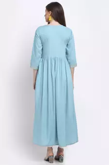 Sky-blue printed rayon kurtas-and-kurtis