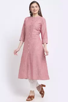 Red printed cotton kurtas-and-kurtis
