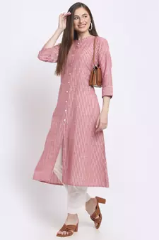 Red printed cotton kurtas-and-kurtis