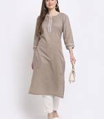 Grey printed cotton kurtas-and-kurtis