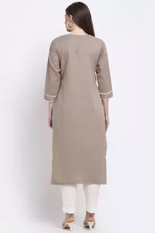 Grey printed cotton kurtas-and-kurtis