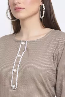 Grey printed cotton kurtas-and-kurtis