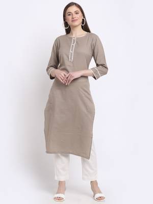 Grey printed cotton kurtas-and-kurtis 5