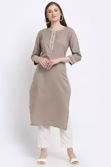 Grey printed cotton kurtas-and-kurtis