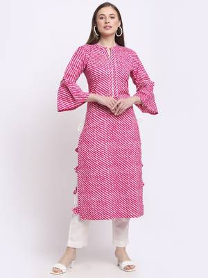 Pink printed cotton kurtas-and-kurtis 1