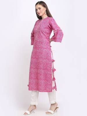 Pink printed cotton kurtas-and-kurtis 3
