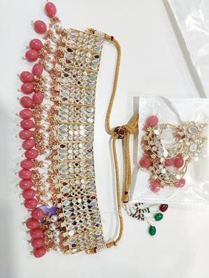 Pink mirror necklace-sets 2