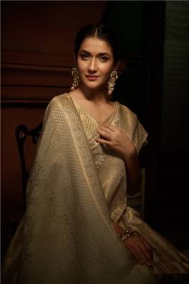 Bridal Faux Kanchipuram Wedding WOVEN SILK BLEND Sarees 2
