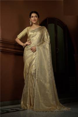 Bridal Faux Kanchipuram Wedding WOVEN SILK BLEND Sarees 1