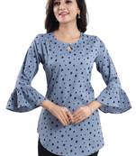 Grey printed crepe short-kurtis