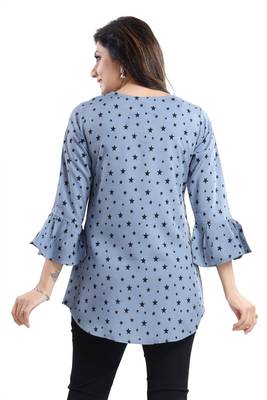 Grey printed crepe short-kurtis 3