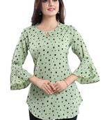 Green printed crepe short-kurtis