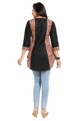 Black printed cotton short-kurtis 2