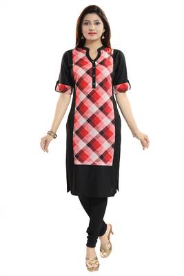 Black printed rayon kurtas-and-kurtis 1