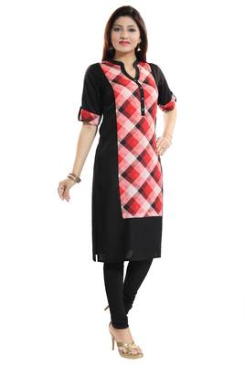 Black printed rayon kurtas-and-kurtis 3