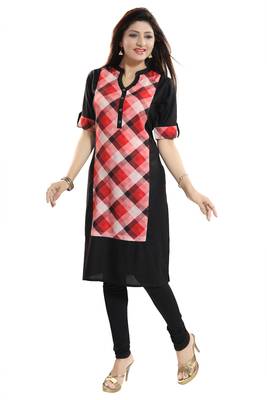 Black printed rayon kurtas-and-kurtis 4