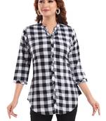 White printed crepe short-kurtis