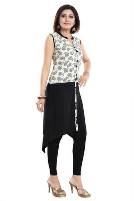 Black printed rayon kurtas-and-kurtis 3