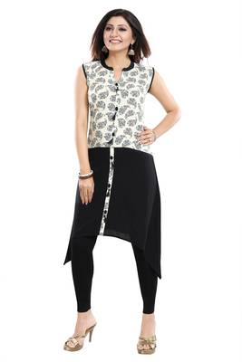 Black printed rayon kurtas-and-kurtis 4