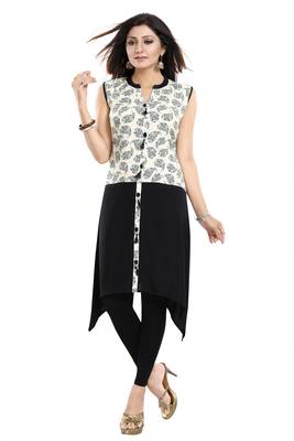 Black printed rayon kurtas-and-kurtis 5