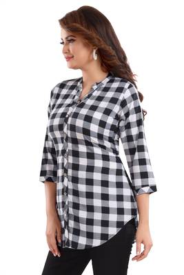 White printed crepe short-kurtis 2
