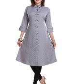 Grey printed crepe kurtas-and-kurtis