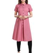 Pink printed crepe kurtas-and-kurtis