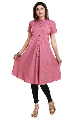 Pink printed crepe kurtas-and-kurtis 4