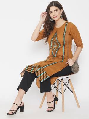 Mustard printed cotton cotton-kurtis 2
