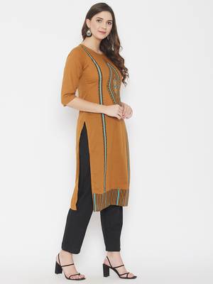 Mustard printed cotton cotton-kurtis 4